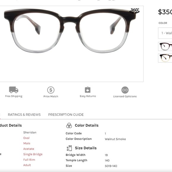 State Optical Co Sheridan Walnut Smoke Eyeglasses Sunglasses Frame 5019-140 - Picture 8 of 9